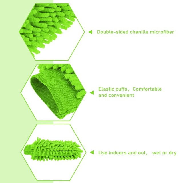 Gants de lavage de voiture en microfibre chenille - JUHAO