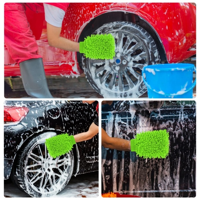 Gants de lavage de voiture en microfibre chenille - JUHAO