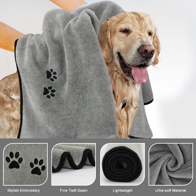 Handuk Pengering Bulu Karang Microfiber Anjing dan Kucing Peliharaan - JUHAO